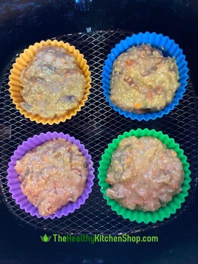 Filled Muffin Cups in Air Fryer Basket